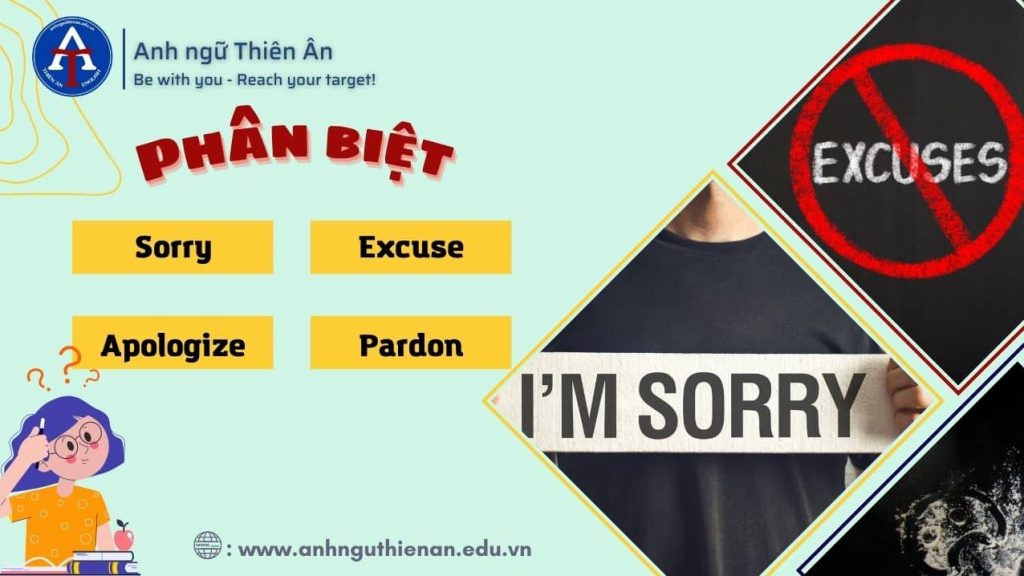 phan biet sorry, excuse, apologize, pardon trong tiếng anh - anh ngu thien an