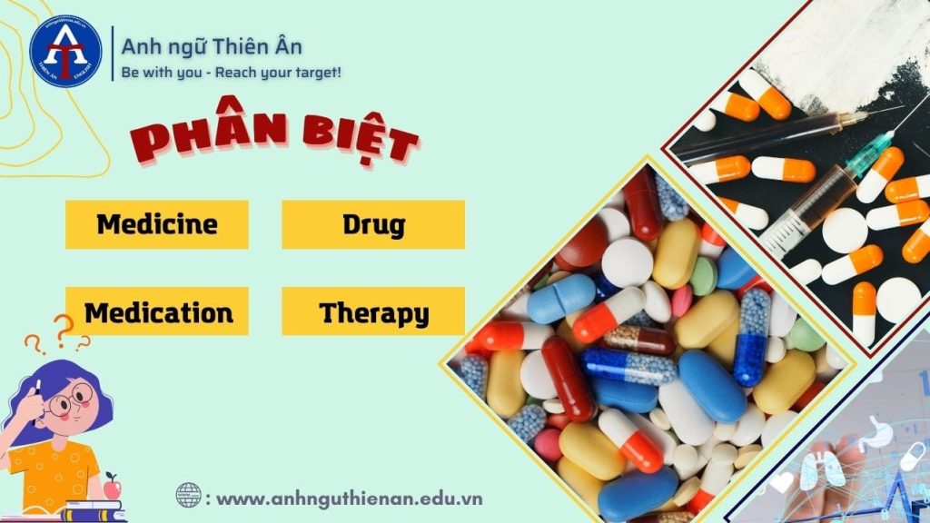 phan biet medicine, medication, drug, therapy trong tieng anh