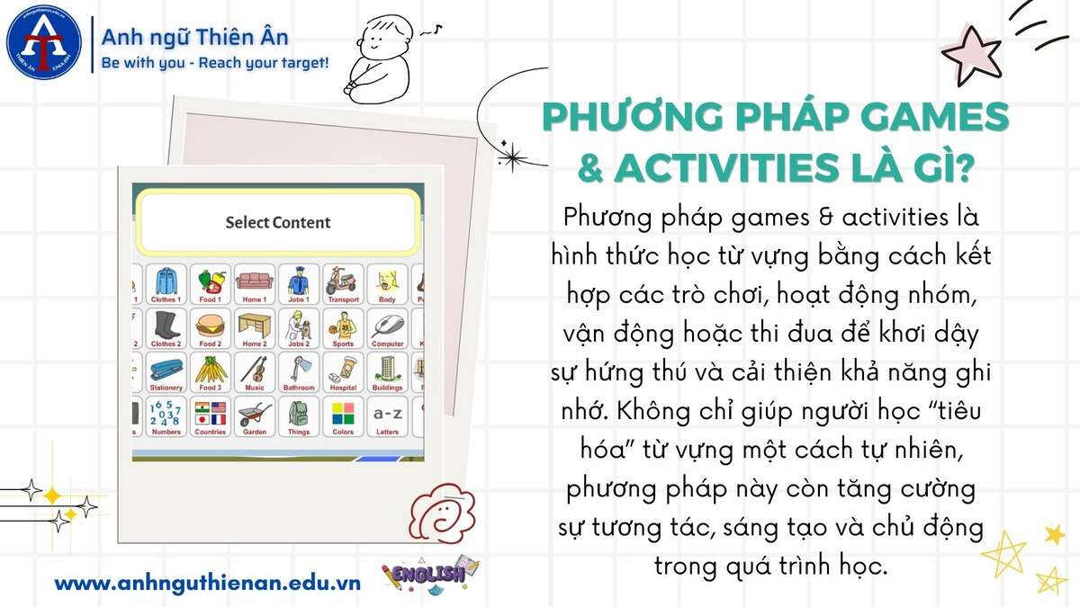 kinh nghiem hoc tu vung voi phuong phap games & activities - anh ngu thien an