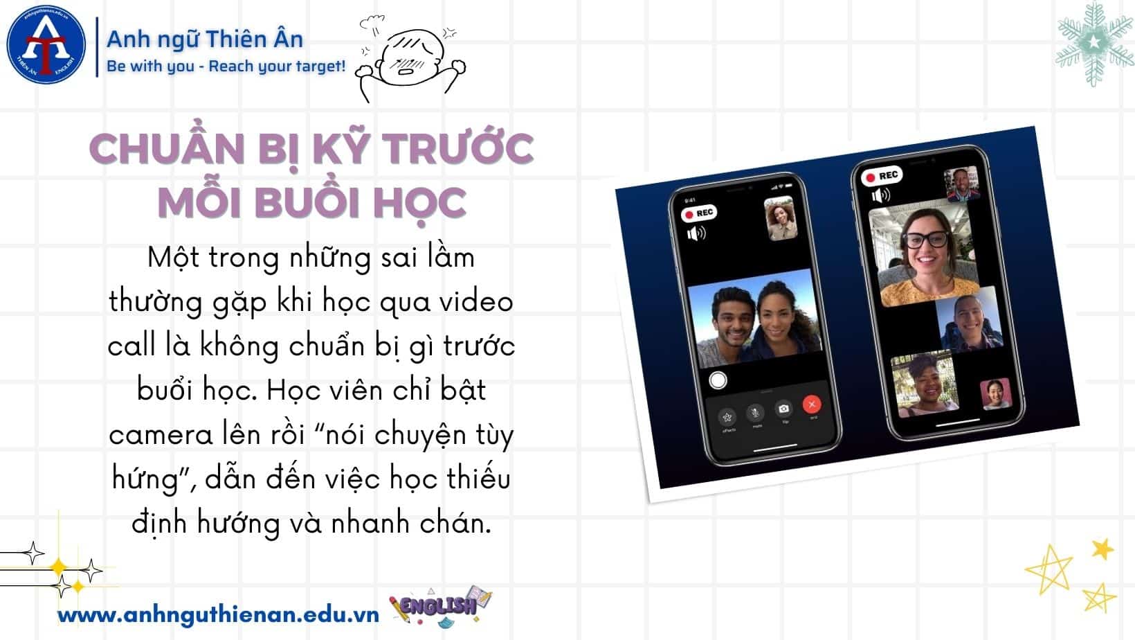ứng dụng video calls trong viec hoc tieng anh - anh ngu thien an