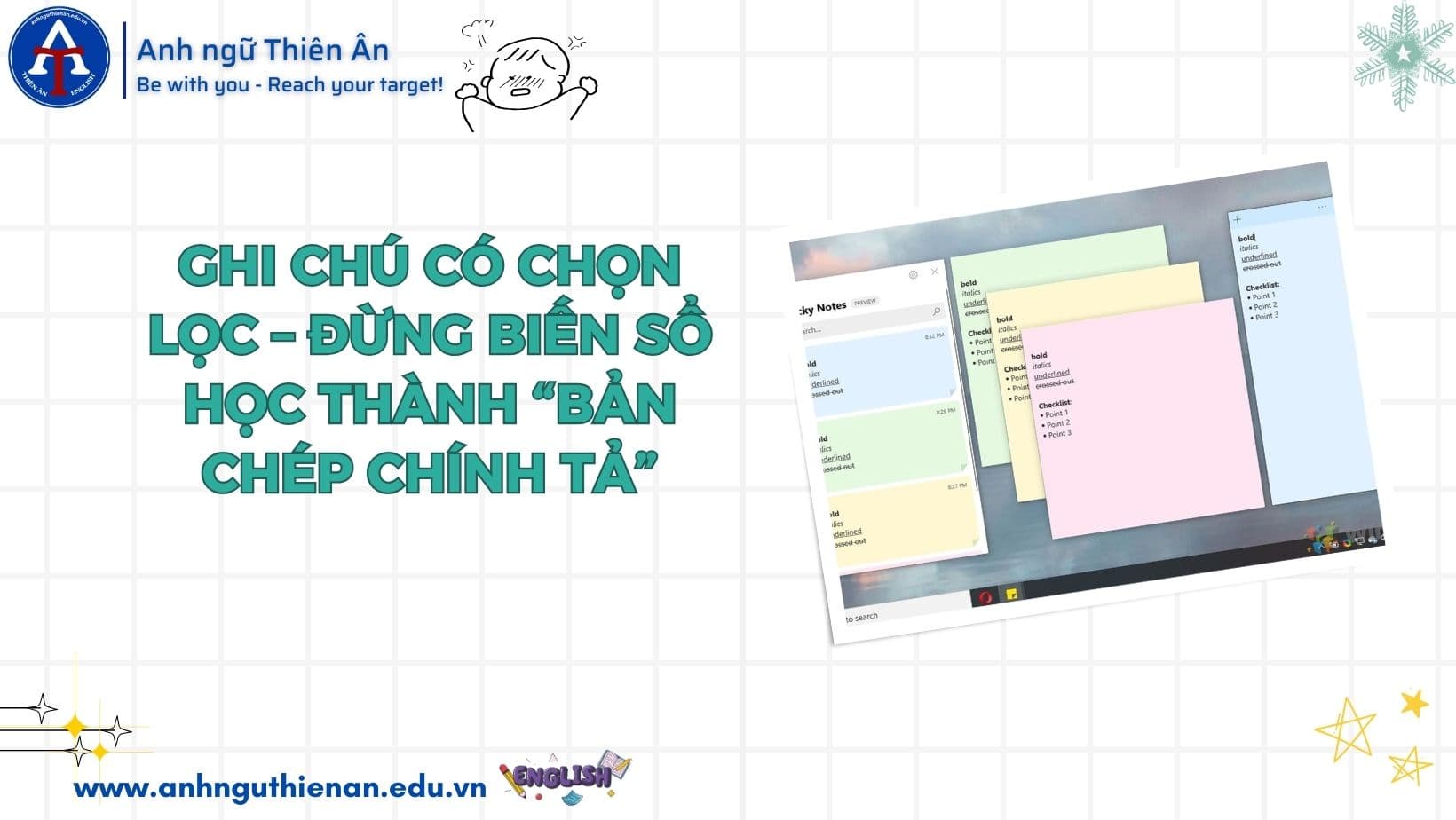 kinh nghiem ung dung viec ghi chu trong viec hoc tieng anh - anh ngu thien an